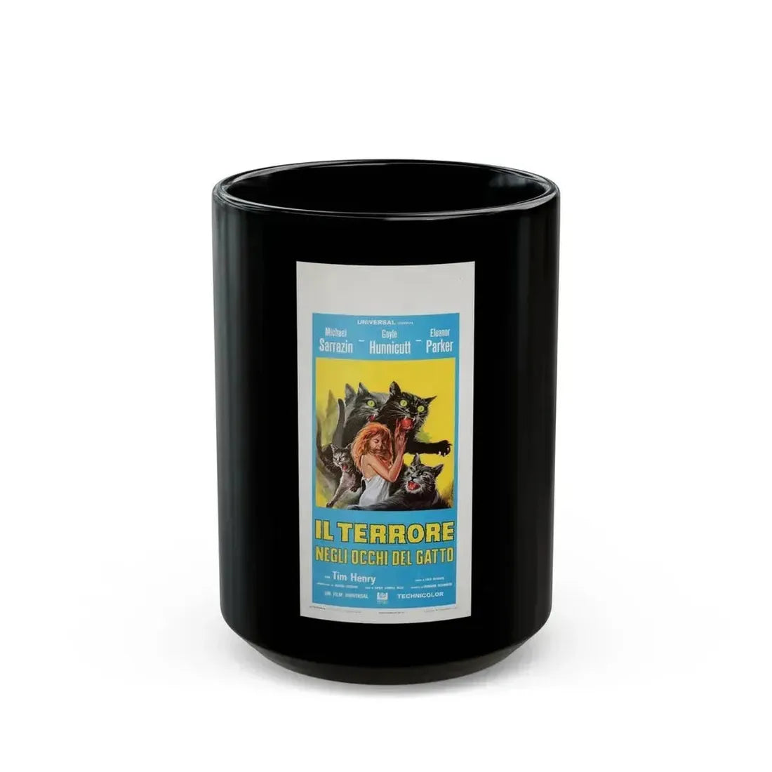 EYE OF THE CAT (ITALIAN) 1969 Movie Poster - Black Coffee Mug 15oz - Go Mug Yourself
