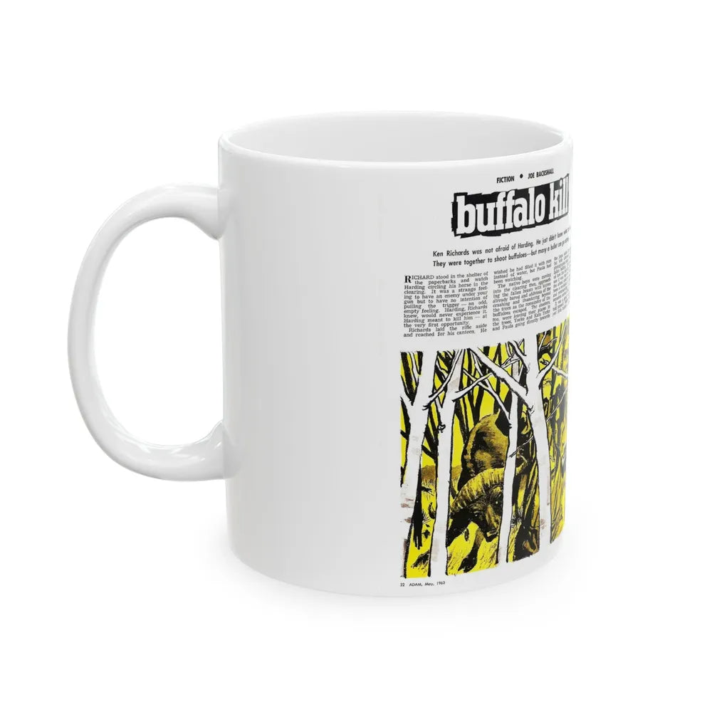 Buffalo Kill, Adam magazine, May 1963 - White Coffee Mug-Go Mug Yourself