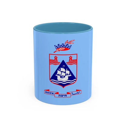 Flag of Haifa Israel - Accent Coffee Mug-11oz-Light Blue-Go Mug Yourself