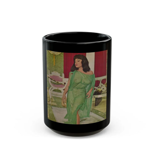 June Palmer #369 - Topless (Vintage Female Icon) Black Coffee Mug-15oz-Go Mug Yourself