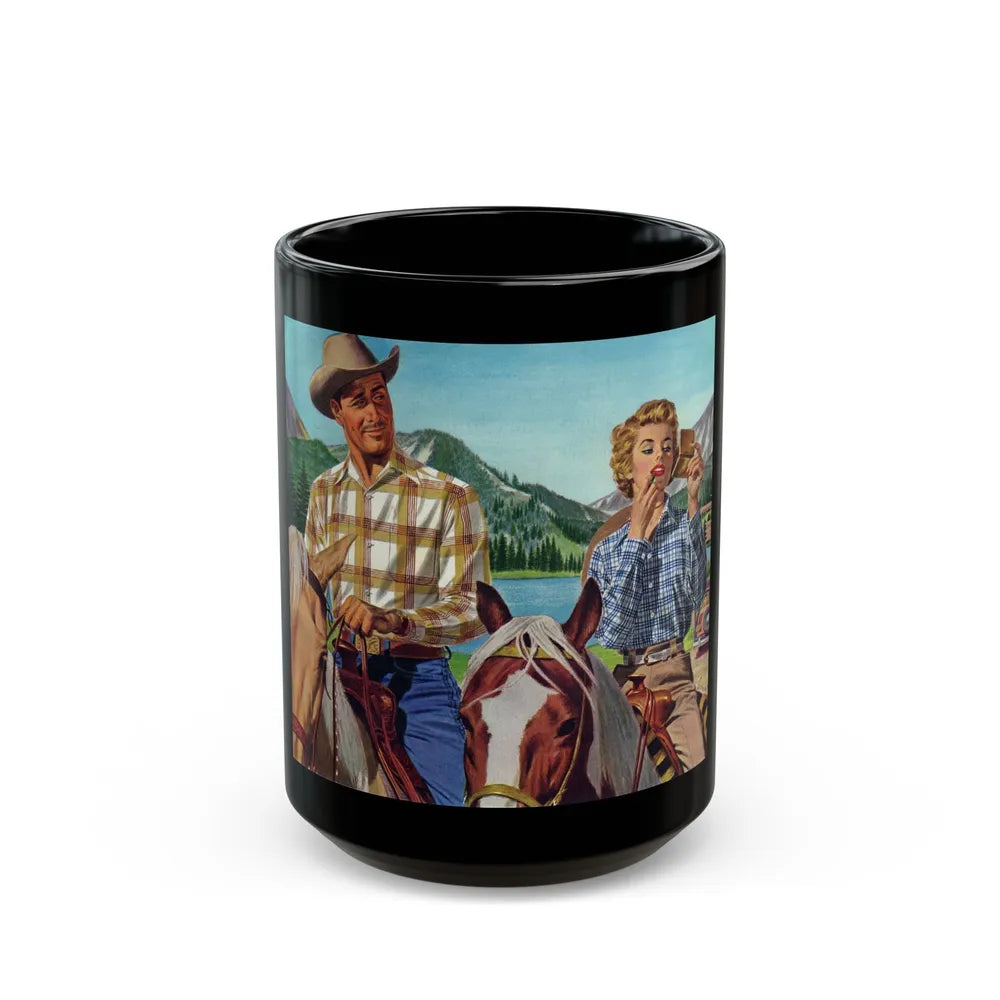 Dude Ranch, Arrow advertisement, 1954 - Black Coffee Mug-15oz-Go Mug Yourself