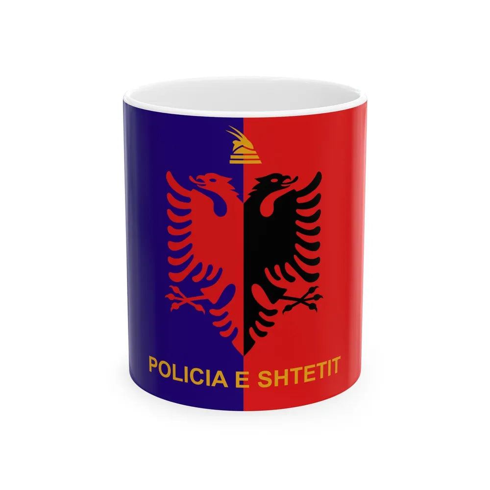 Flag of Albanian State Police - White Coffee Mug-11oz-Go Mug Yourself