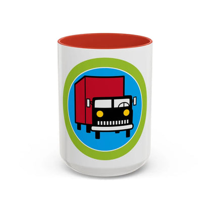 Truck Transportation (Boy Scout Merit Badge) Accent Coffee Mug-15oz-Red-Go Mug Yourself