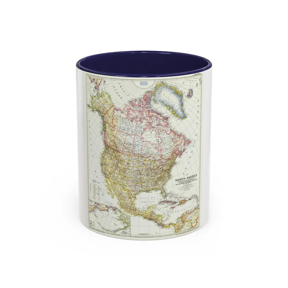 North America (1952) (Map) Accent Coffee Mug-11oz-Navy-Go Mug Yourself