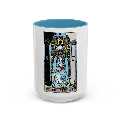 The High Priestess (Tarot Card) Accent Coffee Mug-15oz-Light Blue-Go Mug Yourself