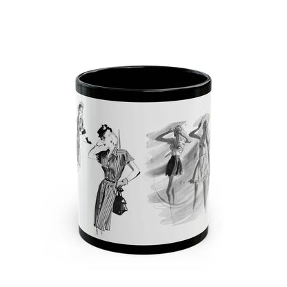 Fashion Illustrations, 1945 - Black Coffee Mug-11oz-Go Mug Yourself