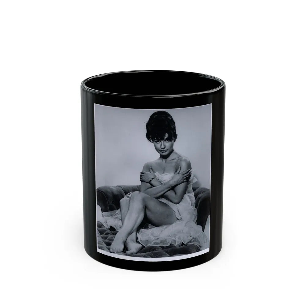 Jennifer Jayne #02 - B&W Full Body Linergie Barefoot Glamour Photo (Vintage Female Icon) Black Coffee Mug-11oz-Go Mug Yourself