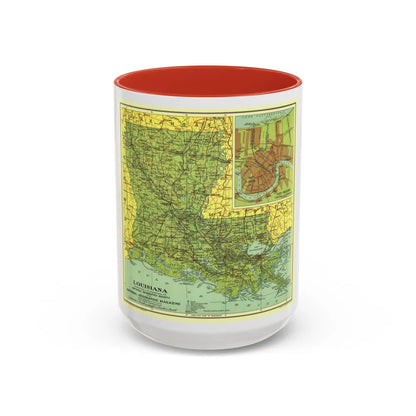 USA - Louisiana (1930) (Map) Accent Coffee Mug-15oz-Red-Go Mug Yourself