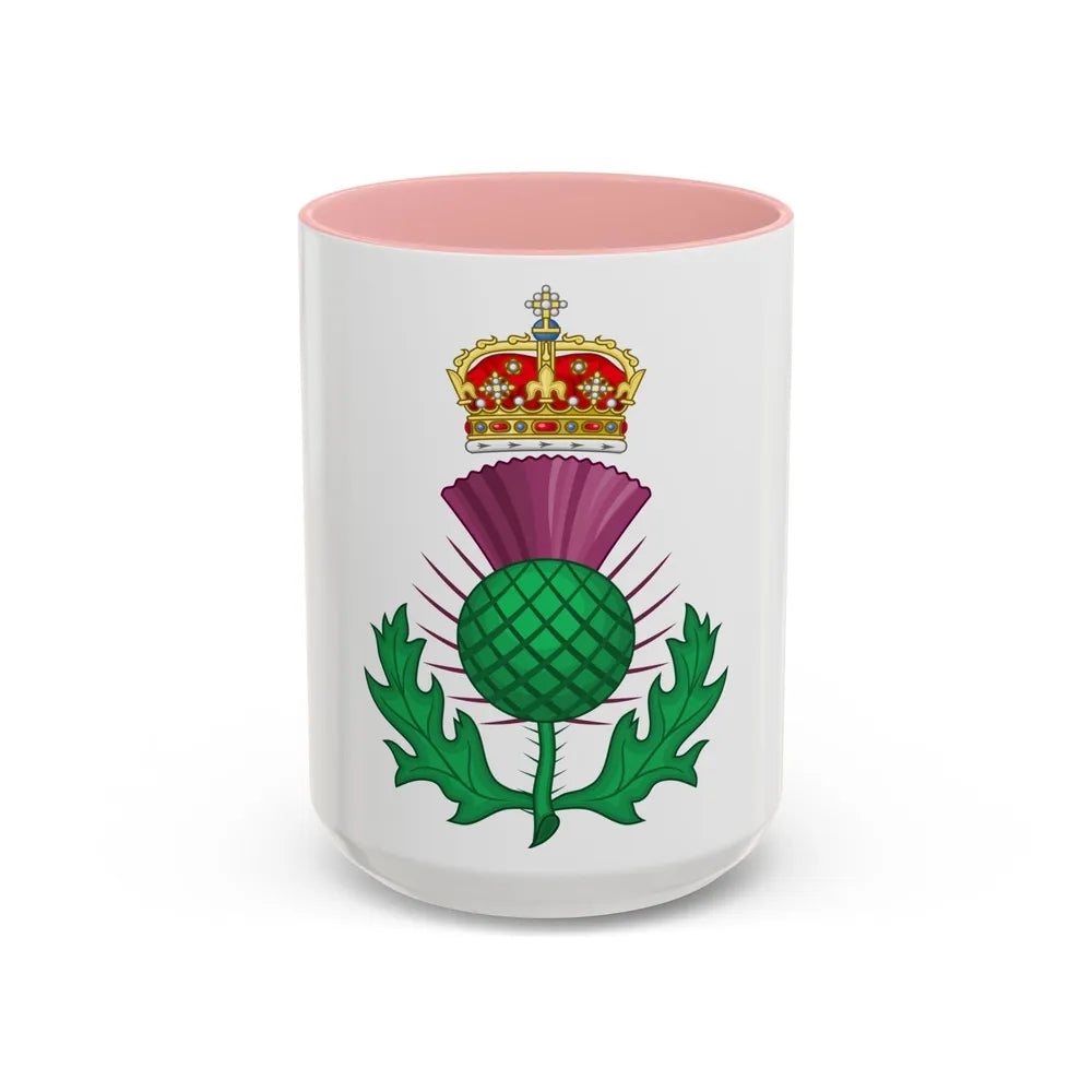 Thistle Royal Badge of Scotland - Accent Coffee Mug-15oz-Pink-Go Mug Yourself