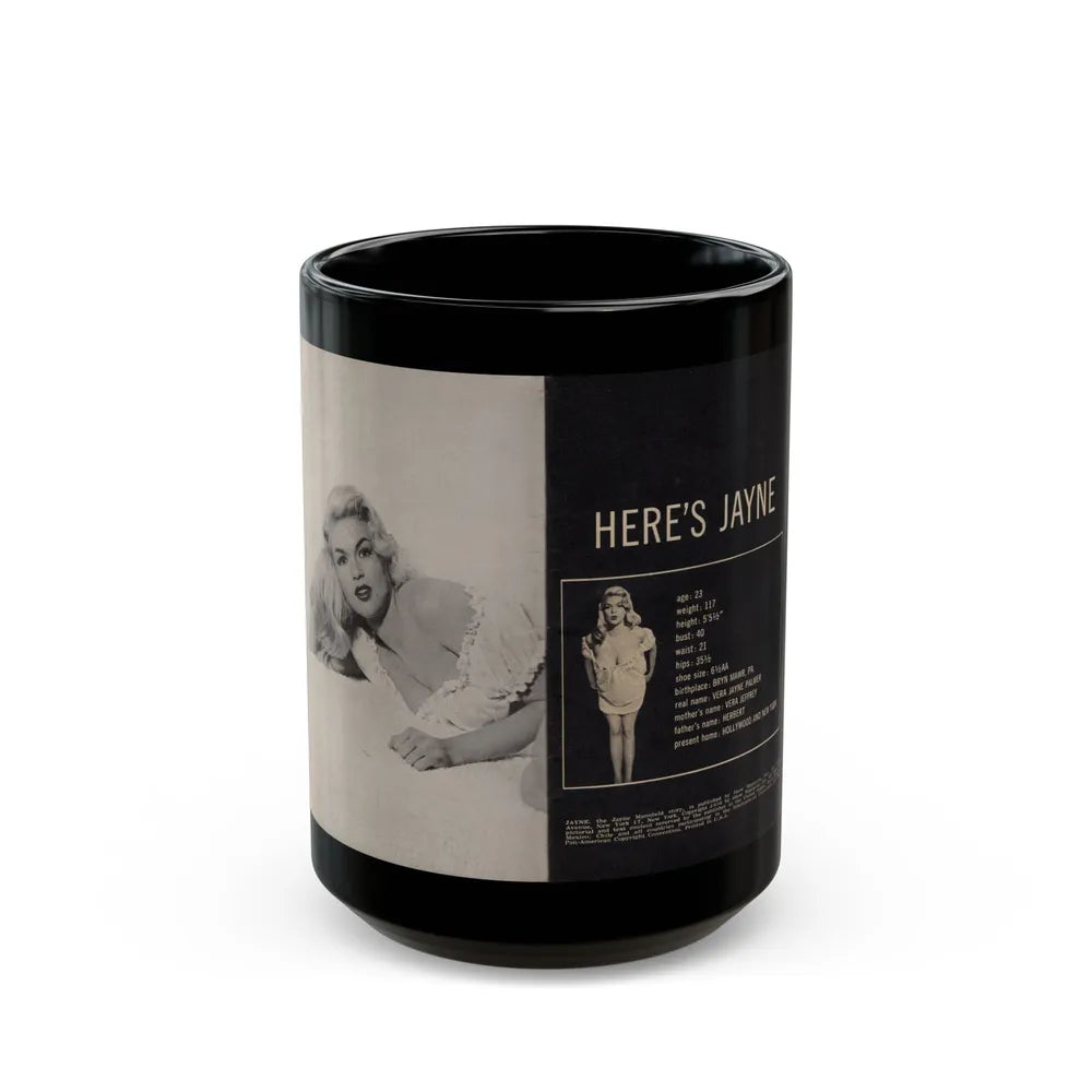 Jayne Mansfield #278 - JAYNE Pocket Magazine inside & Pages 1 (Vintage Female Icon) Black Coffee Mug-15oz-Go Mug Yourself