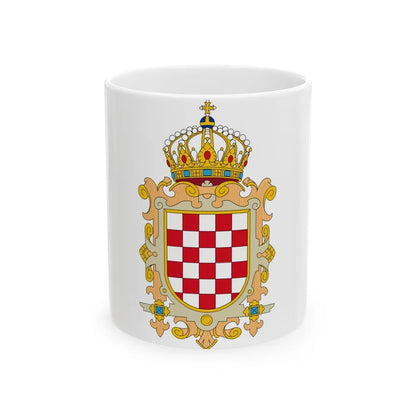 Coat of Arms of Kingdom of Croatia - White Coffee Mug-11oz-Go Mug Yourself