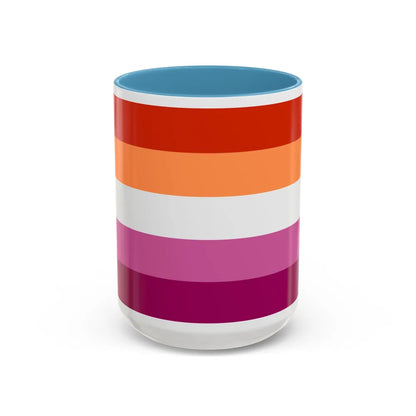 Lesbian 3 Pride Flag - Accent Coffee Mug-15oz-Light Blue-Go Mug Yourself