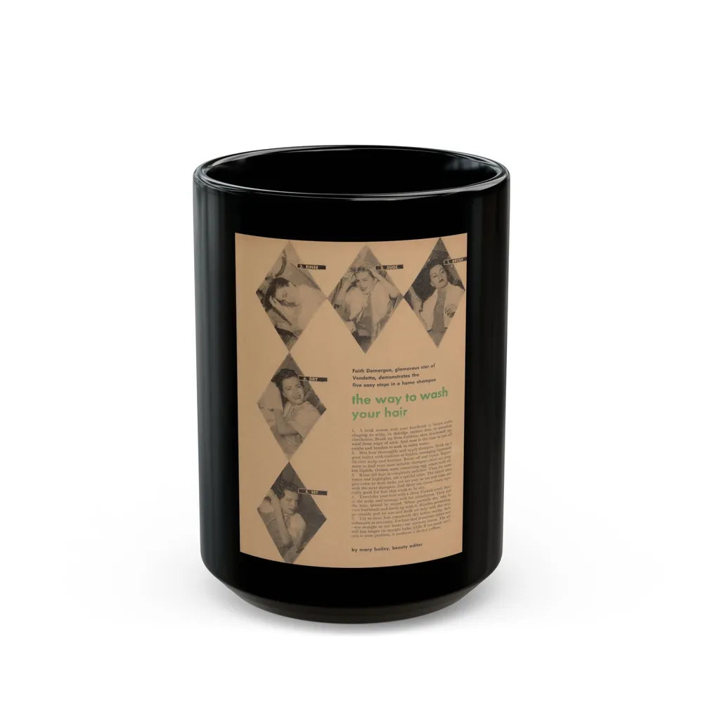 Faith Domergue #226 - Shampoo Advertisement Featuring, Faith from 50's (Vintage Female Icon) Black Coffee Mug-15oz-Go Mug Yourself