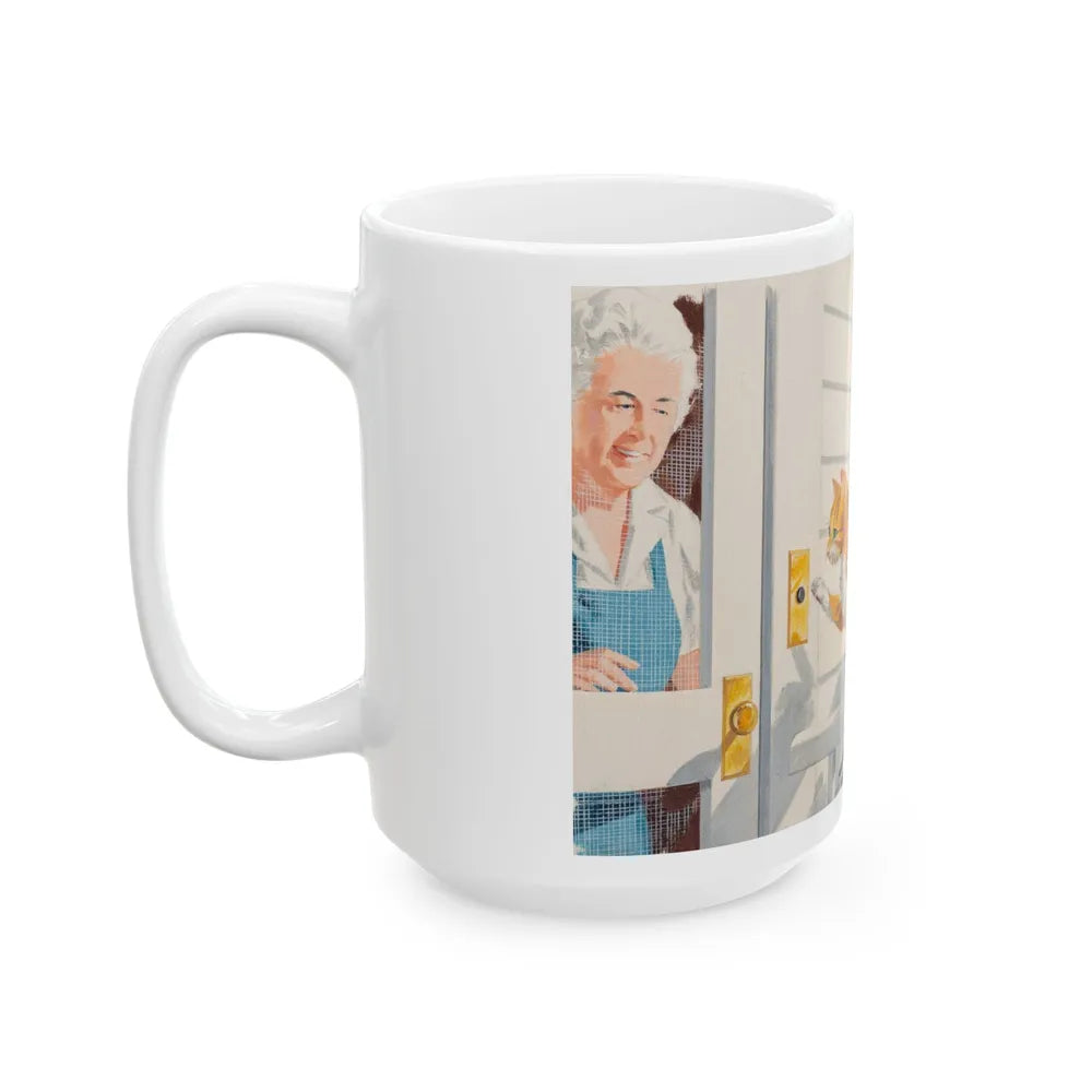 Doorbell, Dick and Jane illustration - White Coffee Mug-Go Mug Yourself