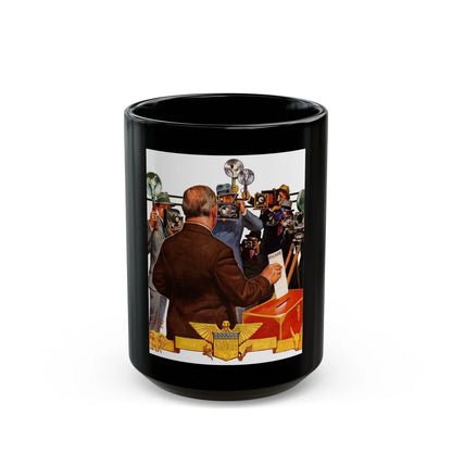 Candidate Voting, The Saturday Evening Post cover, November 7, 1936 - Black Coffee Mug-15oz-Go Mug Yourself