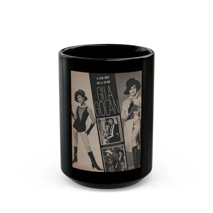 Gila Golan #152 - Photoplay Mag. July 1966 - 4 B&W Photos & Article about Gila (Vintage Female Icon) Black Coffee Mug-15oz-Go Mug Yourself