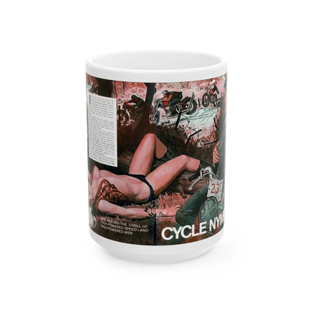 Cycle Nymph, Male magazine, October 1971 - White Coffee Mug-15oz-Go Mug Yourself