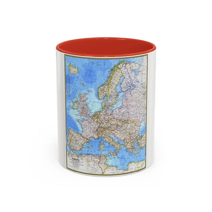 Europe (1977) (Map) Accent Coffee Mug-11oz-Red-Go Mug Yourself