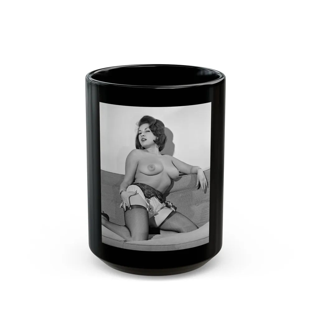 June Palmer #180 - Topless (Vintage Female Icon) Black Coffee Mug-15oz-Go Mug Yourself