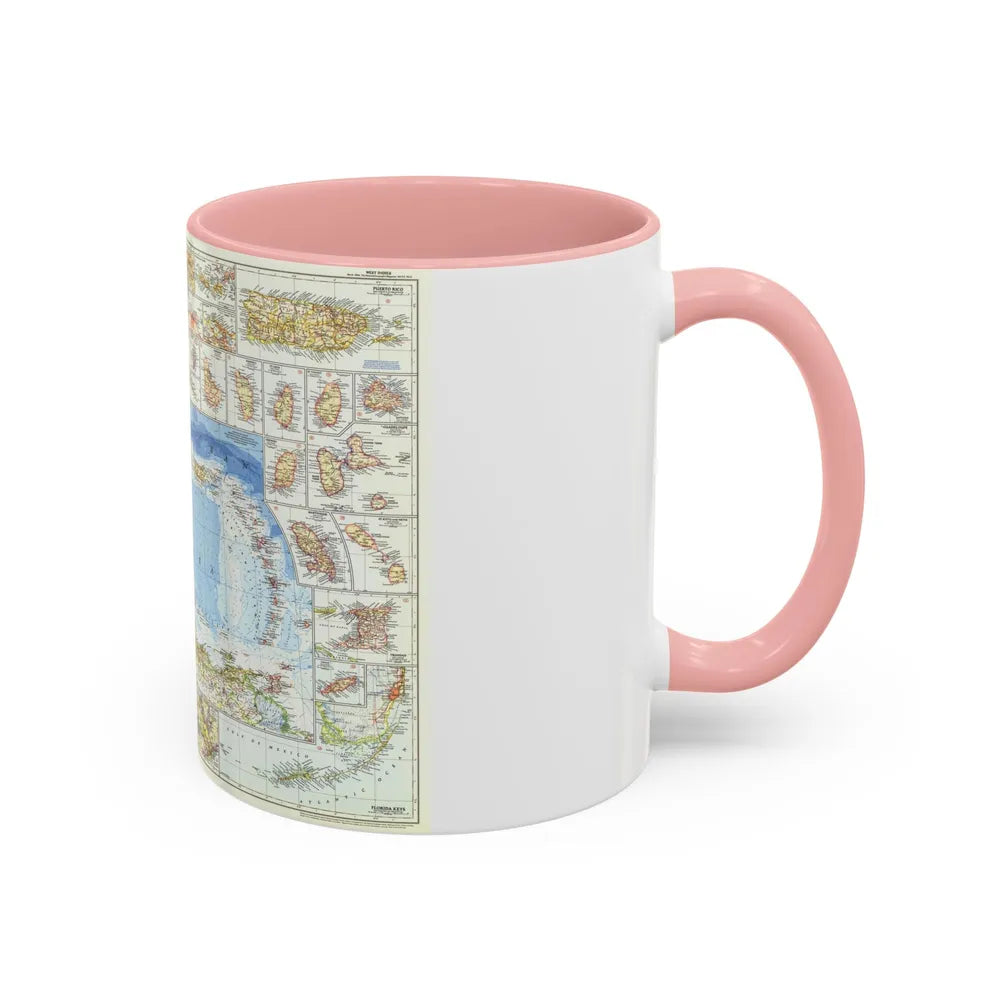 West Indies (1954) (Map) Accent Coffee Mug-Go Mug Yourself