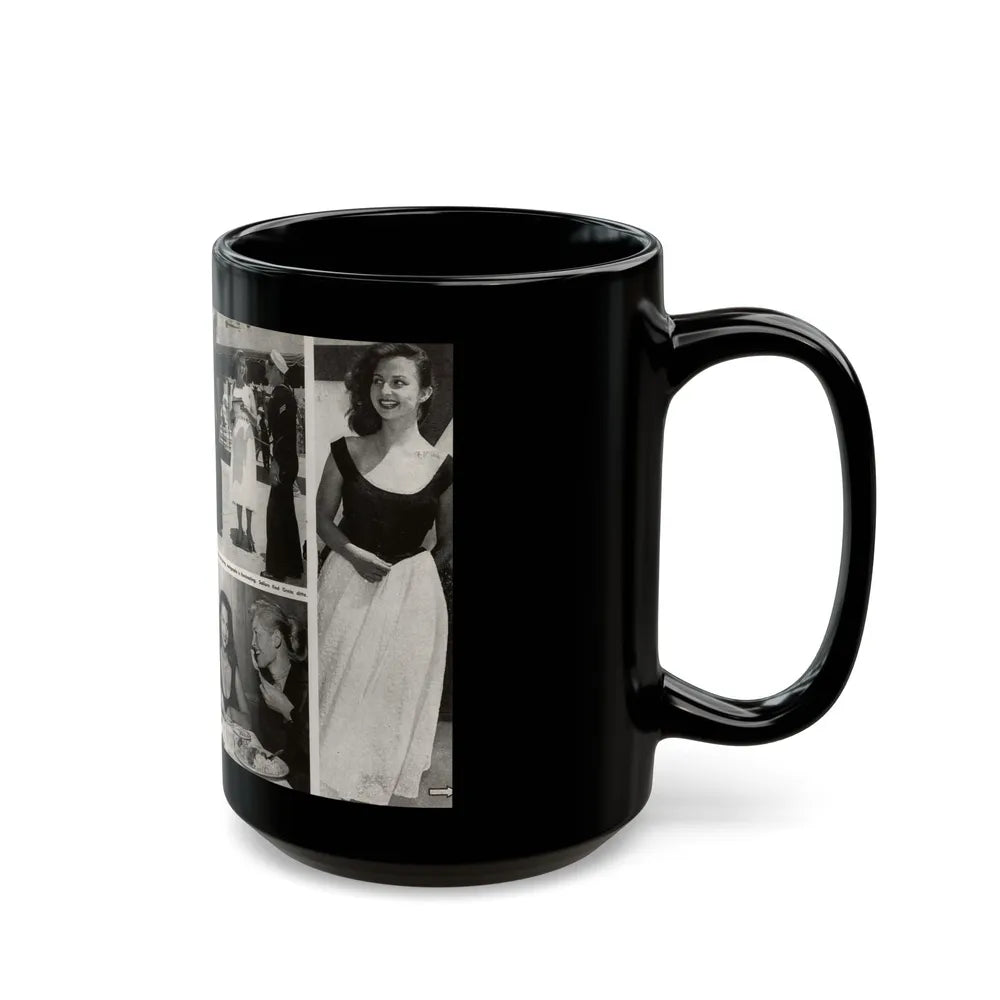 Greta Thyssen #16 - American Beauties Mag. '53 - 2 Pages with, 5 B&W Photos (Vintage Female Icon) Black Coffee Mug-Go Mug Yourself