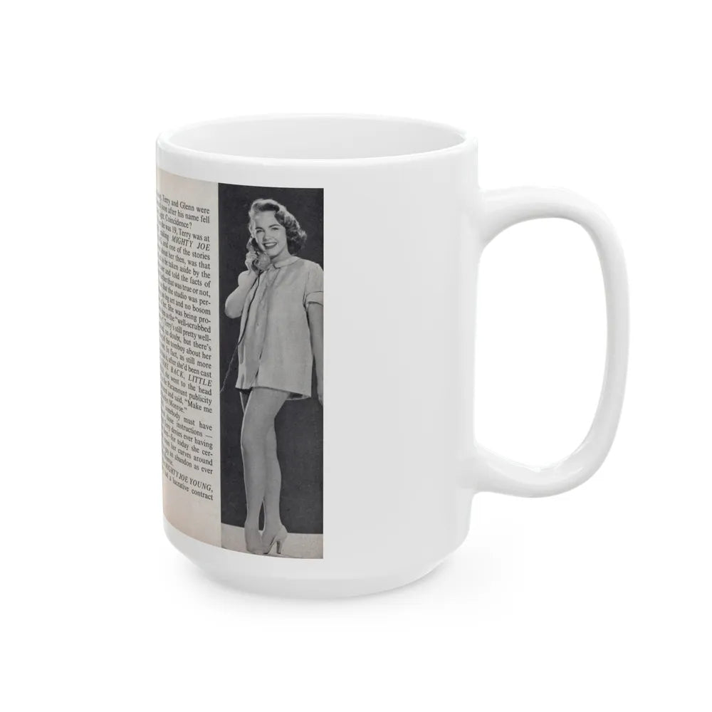 Terry Moore #443 - 66 PHOTOGRAPHS OF Terry MOORE U.K. Pocket Mag. Pages 16 & 17 (Vintage Female Icon) White Coffee Mug-Go Mug Yourself