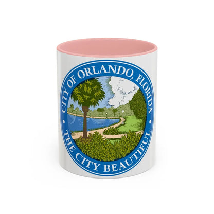 Seal of Orlando Florida - Accent Coffee Mug-11oz-Pink-Go Mug Yourself