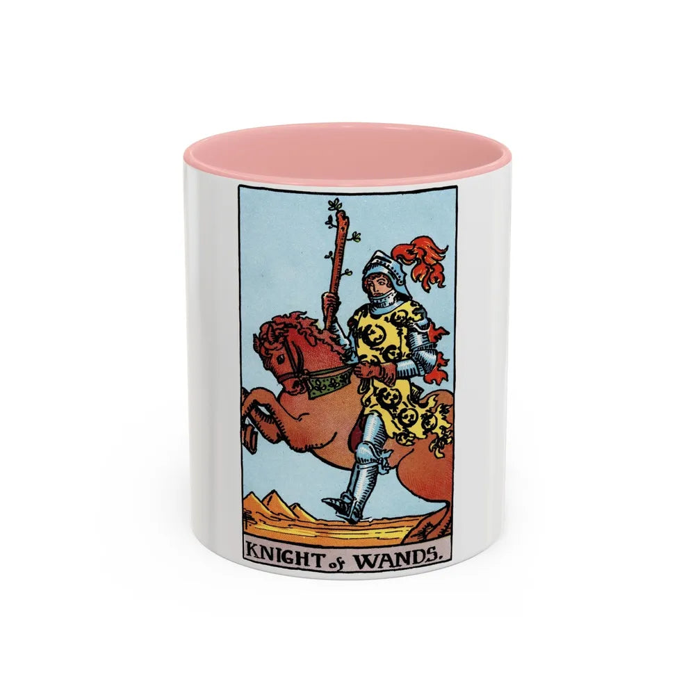 The Knight of Wands (Tarot Card) Accent Coffee Mug-11oz-Pink-Go Mug Yourself