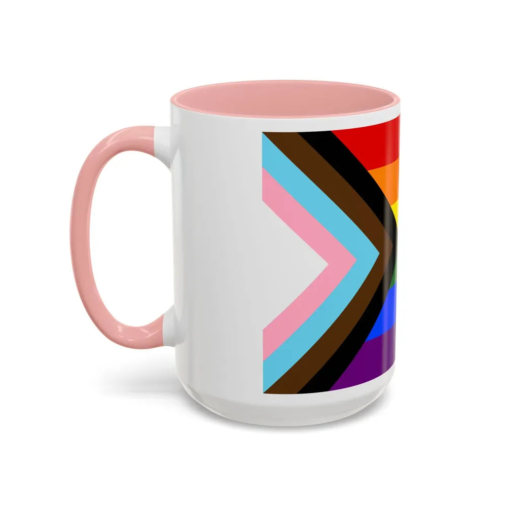 LGBTQ+ rainbow flag Quasar Progress Pride Flag - Accent Coffee Mug-Go Mug Yourself