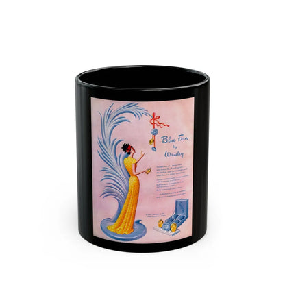 Blue Fern by Wrisley, 1948 - Black Coffee Mug-11oz-Go Mug Yourself