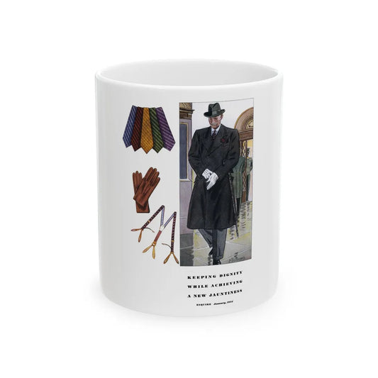 Esquire Fashion Illustration, January 1934 (6) - White Coffee Mug-11oz-Go Mug Yourself