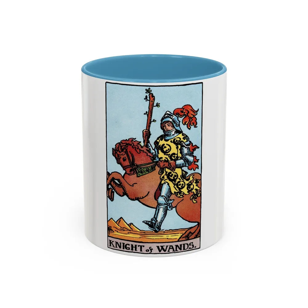 The Knight of Wands (Tarot Card) Accent Coffee Mug-11oz-Light Blue-Go Mug Yourself