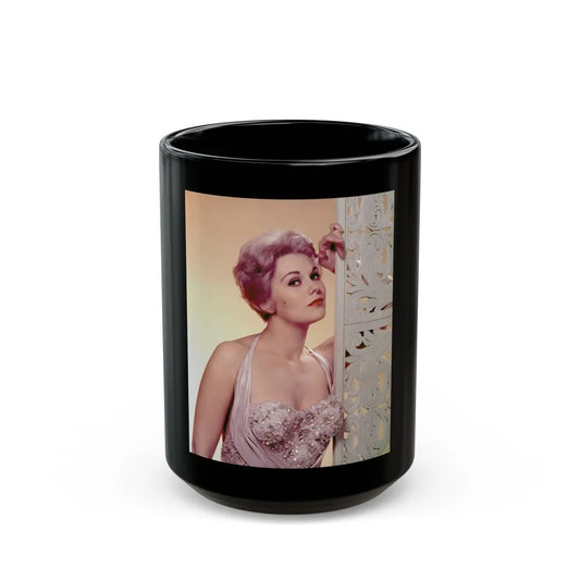 Kim Novak #362 (Vintage Female Icon) Black Coffee Mug-15oz-Go Mug Yourself