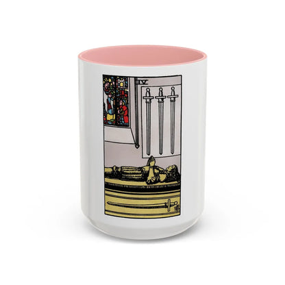 The 4 of Swords (Tarot Card) Accent Coffee Mug-15oz-Pink-Go Mug Yourself