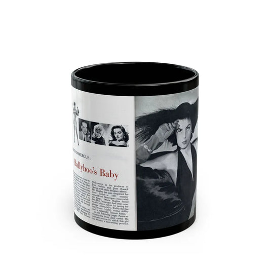 Faith Domergue #227 - [Pages 58 & 59] Pages 1 & 2 of 14+1 B&W Photo & Long Article on her from Pageant Digest Mag. April '51 (Vintage Female Icon) Black Coffee Mug-11oz-Go Mug Yourself