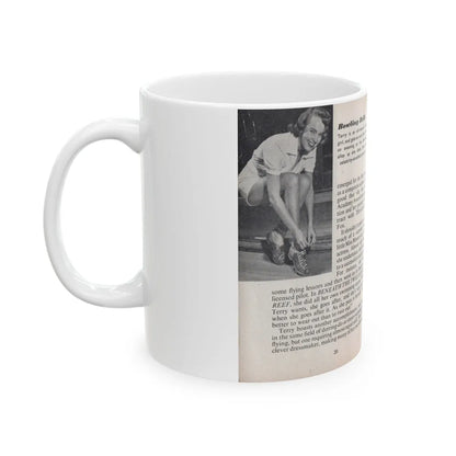 Terry Moore #445 - 66 PHOTOGRAPHS OF Terry MOORE U.K. Pocket Mag. Pages 20 & 21 (Vintage Female Icon) White Coffee Mug-Go Mug Yourself