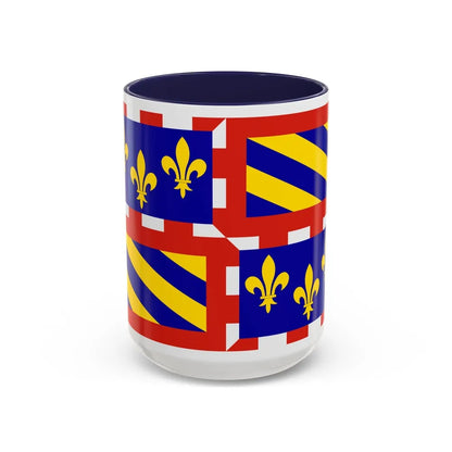 Flag of Bourgogne France - Accent Coffee Mug-15oz-Navy-Go Mug Yourself