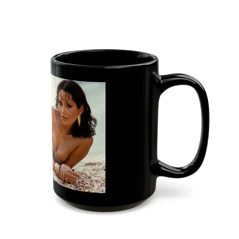 Barbara Carrera #63_1 (Vintage Female Icon) Black Coffee Mug-Go Mug Yourself