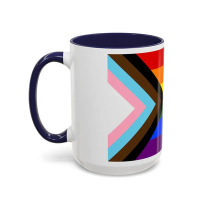 LGBTQ+ rainbow flag Quasar Progress Pride Flag - Accent Coffee Mug-Go Mug Yourself