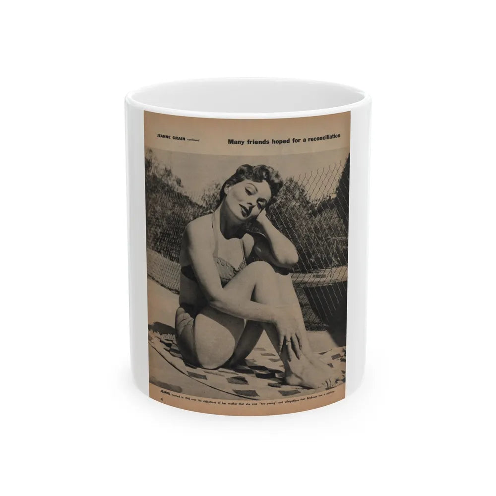 Jeanne Crain #194 - 8.5x10.5 Circa 50's B&W Full Body Magazine Page Photo (Vintage Female Icon) White Coffee Mug-11oz-Go Mug Yourself