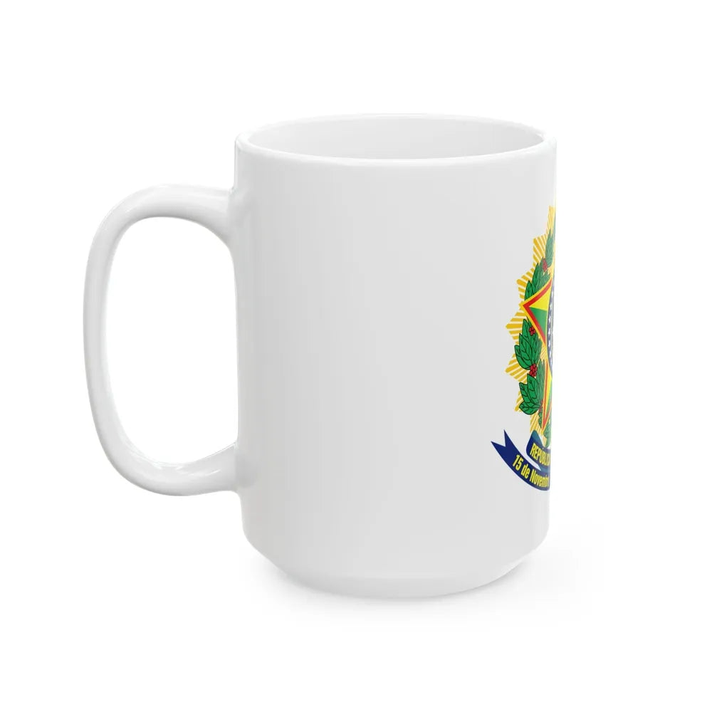 Coat of arms of Brazil (dark blue) - White Coffee Mug-Go Mug Yourself