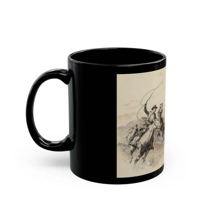 Cowboys Roping Steer - Black Coffee Mug-Go Mug Yourself