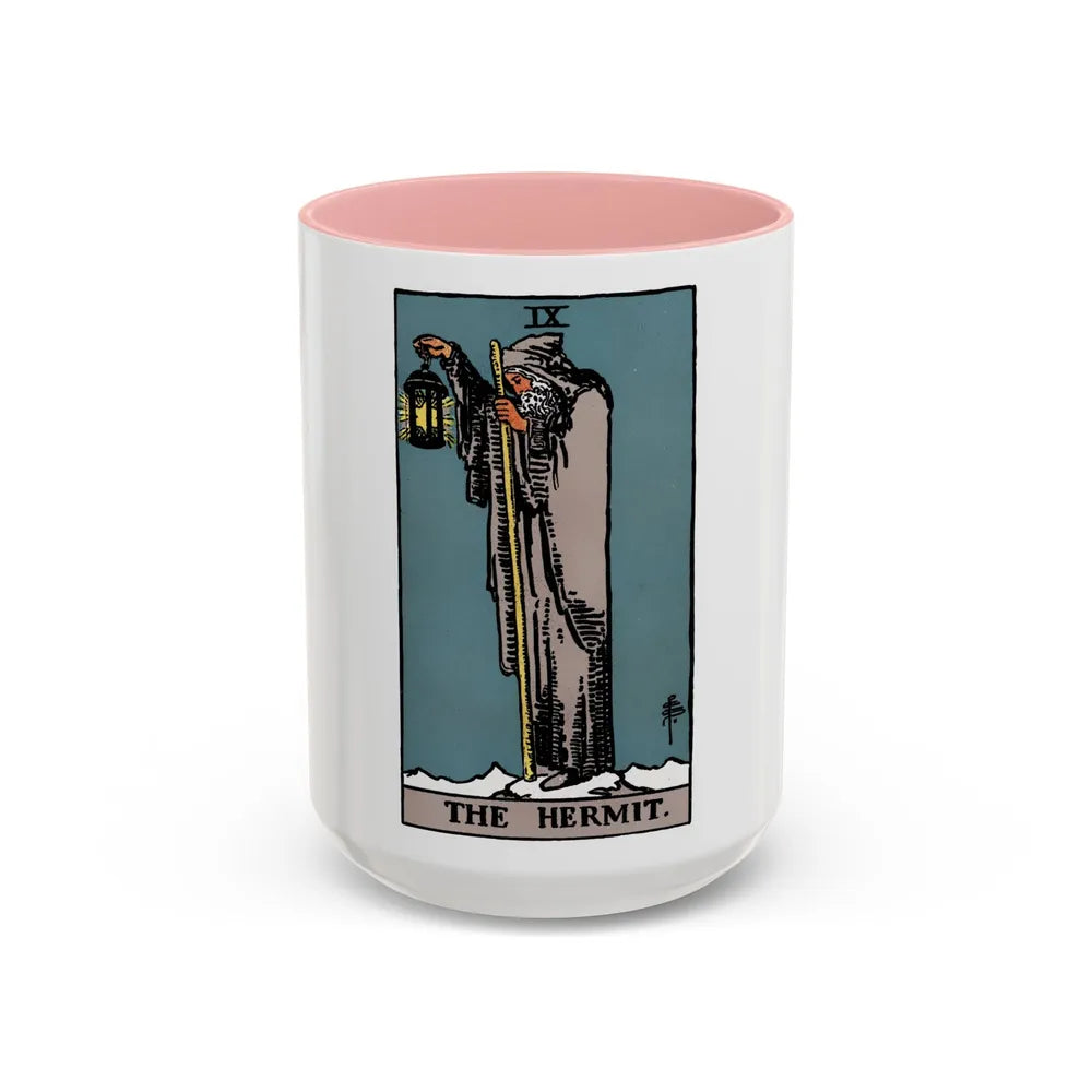 The Hermit (Tarot Card) Accent Coffee Mug-15oz-Pink-Go Mug Yourself