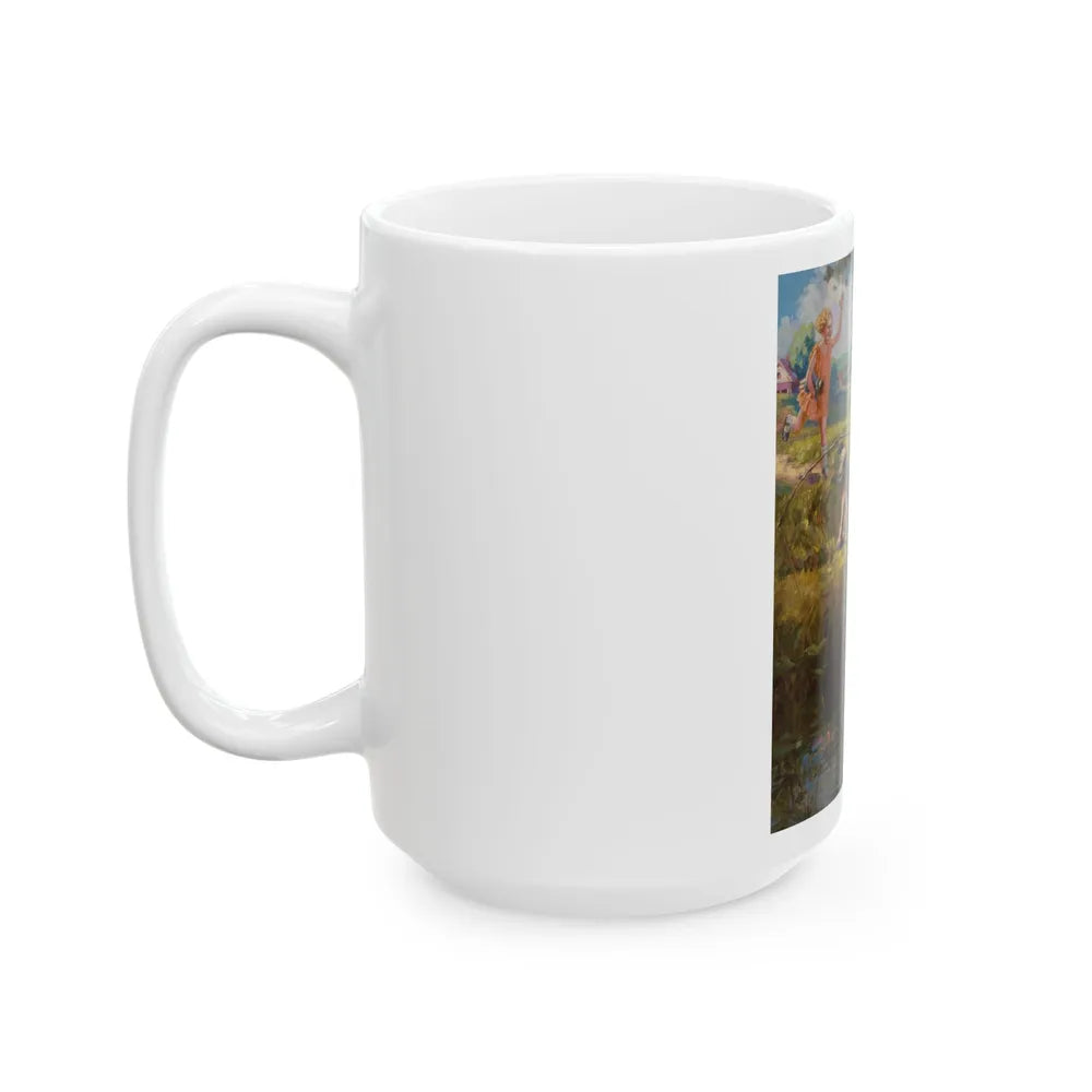 Boy Fishing - White Coffee Mug-Go Mug Yourself