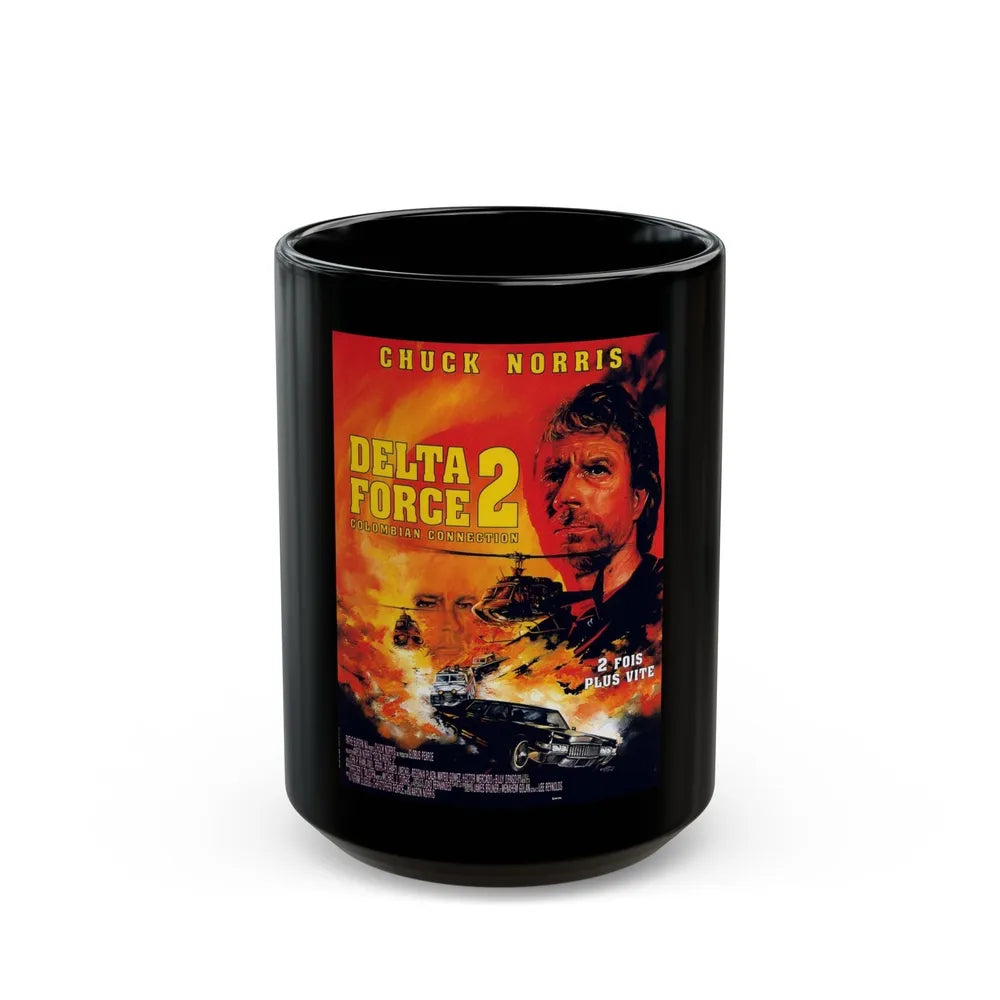 DELTA FORCE 2 (FRENCH) 1990 Movie Poster - Black Coffee Mug-15oz-Go Mug Yourself