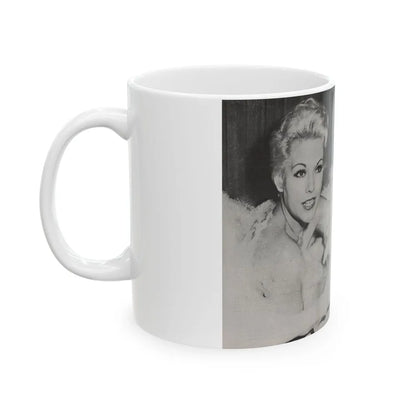 Kim Novak #217 - Pose! Pocket Mag. July '58 - 3 B&W Photos & Short Article (Vintage Female Icon) White Coffee Mug-Go Mug Yourself