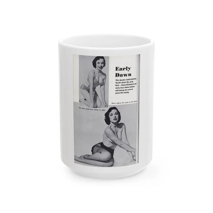 Dawn Richard #82 - [Pages 72] Including Pages 2 of 2 with, 2 B&W Pin-Up Photos plus 3 Caption from PICTURE SCOPE Digest Mag. May '57 1 (Vintage Female Icon) White Coffee Mug-15oz-Go Mug Yourself