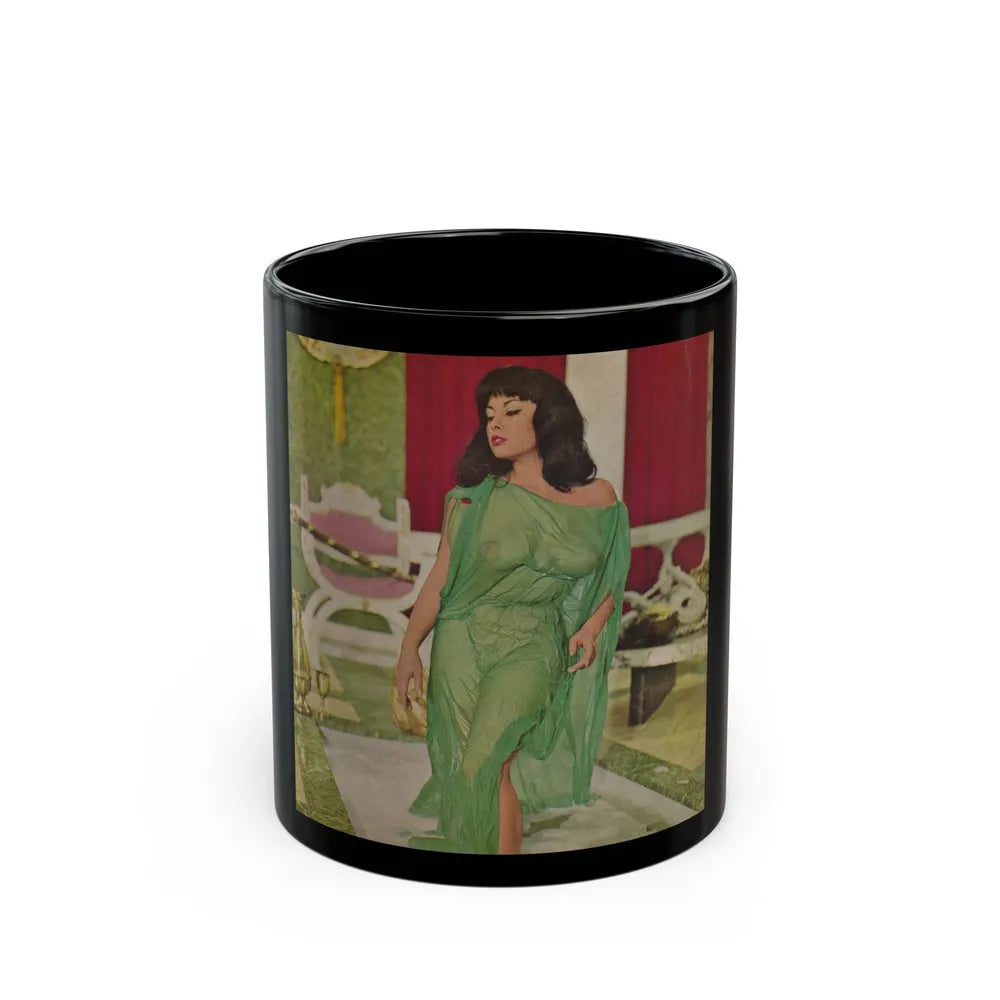 June Palmer #369 - Topless (Vintage Female Icon) Black Coffee Mug-11oz-Go Mug Yourself