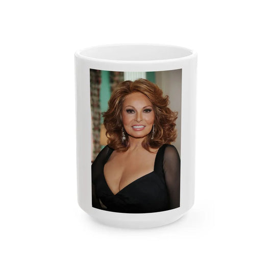 Raquel Welch #224 (Vintage Female Icon) White Coffee Mug-15oz-Go Mug Yourself