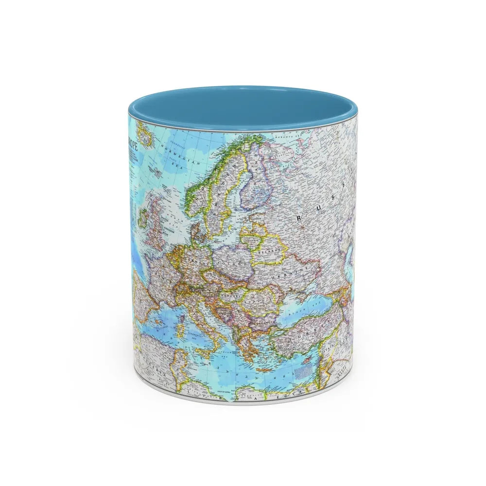 Europe (1992) (Map) Accent Coffee Mug-11oz-Light Blue-Go Mug Yourself